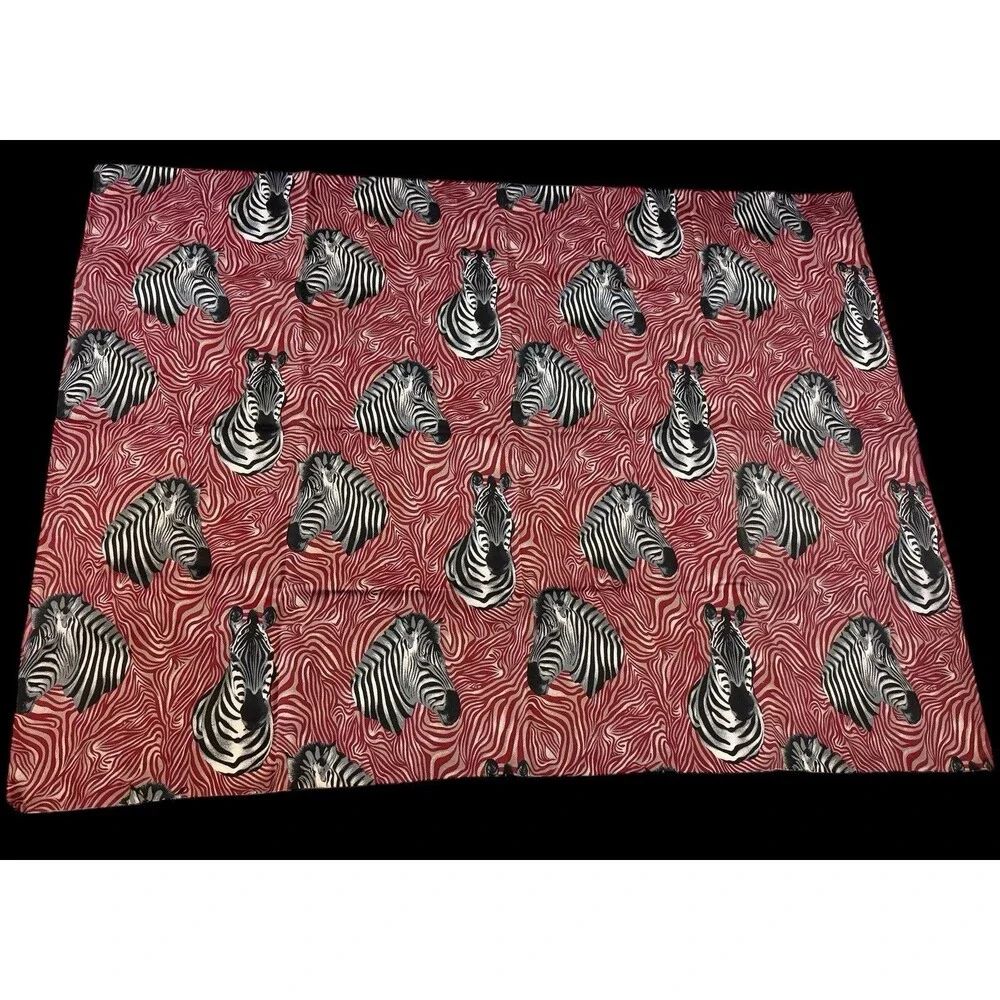 Vintage Fabric Dizzy Zebra Print 49.5”x37” white Black red